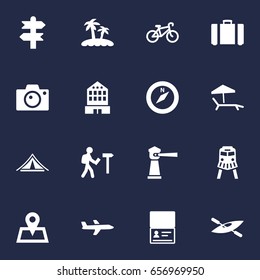 Set Of 16 Relax Icons Set.Collection Of Arrows, Photo Apparatus, Palm And Other Elements.
