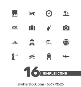 Set Of 16 Relax Icons Set.Collection Of Cab, Chaise Longue, Booth And Other Elements.