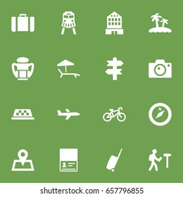 Set Of 16 Relax Icons Set.Collection Of Citizenship, Rucksack, Aircraft And Other Elements.