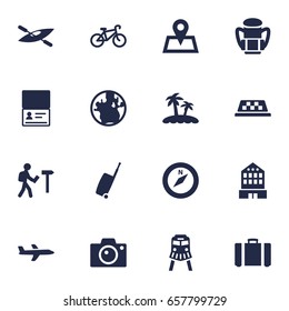 Set Of 16 Relax Icons Set.Collection Of Canoe, Building, Bike And Other Elements.