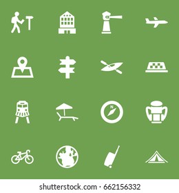 Set Of 16 Relax Icons Set.Collection Of Tram, Aircraft, Canoe And Other Elements.