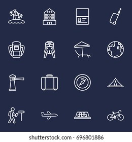 Set Of 16 Relax Outline Icons Set.Collection Of Certificate, Bike, Taxi And Other Elements.