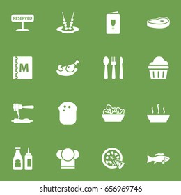Set Of 16 Restaurant Icons Set.Collection Of Broth, Catsup, Canape And Other Elements.