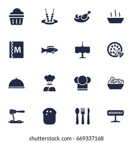 Set Of 16 Restaurant Icons Set.Collection Of Registered, Chef, Broth And Other Elements.