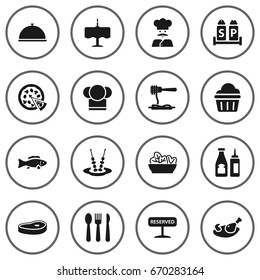 Set Of 16 Restaurant Icons Set.Collection Of Tray, Food, Cook And Other Elements.