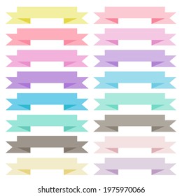 Set of 16 Ribbons. Ribbons banners flat. Colorful Ribbons set. Vector illustration. Vector banner Ribbons.