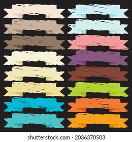 Conjunto de 16 Ribbons Icono diseño, tiza colorida. Dibuja una imagen en la pizarra.