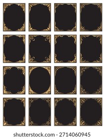 Conjunto de 16 marcos y bordes decorativos de oro decorados ricos y elegantes para su diseño