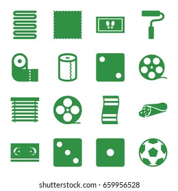 Set of 16 roll filled icons such as dice, carpet, towels, foot carpet