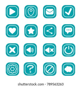 Set of 16 rounded rectangle icons.