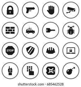 Set Of 16 Safety Icons Set.Collection Of Fence, Virus , Hand Elements.