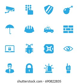 Set Of 16 Safety Icons Set.Collection Of Virus, Remote, Fence And Other Elements.
