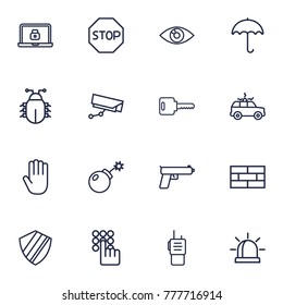 Set Of 16 Safety Outline Icons Set.Collection Of Parasol, No Entry, Open And Other Elements.