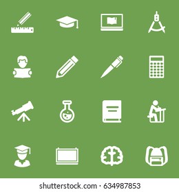 Set Of 16 Science Icons Set.Collection Of Marrow, Binoculars, Reading And Other Elements.