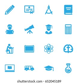 Set Of 16 Science Icons Set.Collection Of Marrow, Textbook, Certificate And Other Elements.