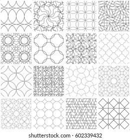 Set of 16 seamless geometric patterns.