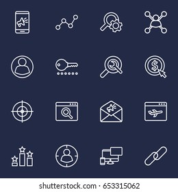 Set Of 16 Search Outline Icons Set.Collection Of Advertising, Scan, Targeting And Other Elements.