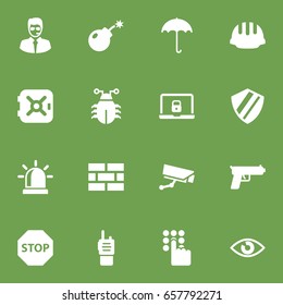Set Of 16 Security Icons Set.Collection Of Camera, Alarm, Sign And Other Elements.