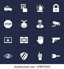 Set Of 16 Security Icons Set.Collection Of Remote, Look, Patrol And Other Elements.