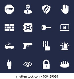 Set Of 16 Security Icons Set.Collection Of Sign, Protection, Keypad And Other Elements.