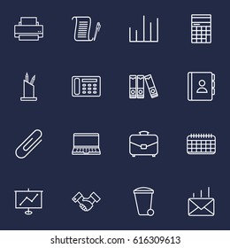 Set Of 16 Service Outline Icons Set.Collection Of Post, Counter, Show And Other Elements.