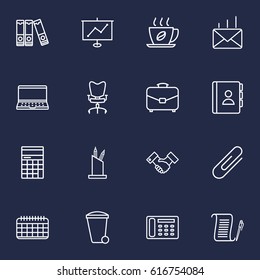 Set Of 16 Service Outline Icons Set.Collection Of Portfolio, Document Case, Agreement And Other Elements.