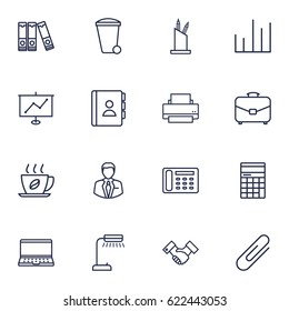 Set Of 16 Service Outline Icons Set.Collection Of Administrator, Notebook, Partnership And Other Elements.