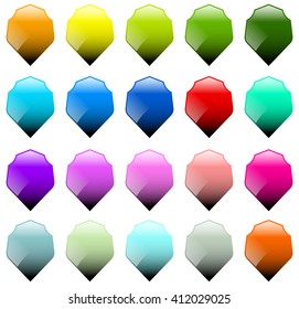 Set of 16 shield shapes with different colors