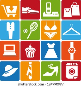 Set of 16 shopping icons. Vector illustration