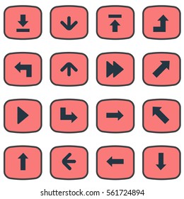 Set Of 16 Simple Arrows Icons. Can Be Found Such Elements As Upward Direction, Transfer, Upward Direction And Other.
