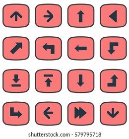 Set Of 16 Simple Arrows Icons. Can Be Found Such Elements As Left Landmark , Advanced, Left Direction.