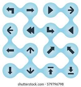 Set Of 16 Simple Arrows Icons. Can Be Found Such Elements As Pointer, Left Direction, Left Direction And Other.