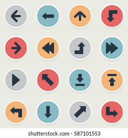 Set Of 16 Simple Arrows Icons. Can Be Found Such Elements As Let Down, Right Landmark, Upward Direction.