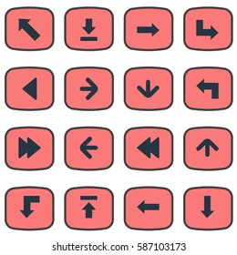 Set Of 16 Simple Arrows Icons. Can Be Found Such Elements As Reduction, Right Direction, Advanced And Other.