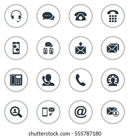 Set Of 16 Simple Connect Icons. Can Be Found Such Elements As Monitor, Posting, Correspondence And Other.
