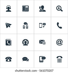 Set Of 16 Simple Connect Icons. Can Be Found Such Elements As Dialogue, Posting, International Job And Other.