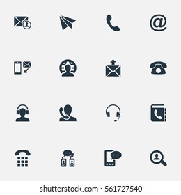 Set Of 16 Simple Connect Icons. Can Be Found Such Elements As Postage, New-Come Letter, International Job And Other.