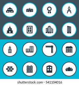 Set Of 16 Simple Construction Icons. Can Be Found Such Elements As Popish, Flat, Reward And Other.