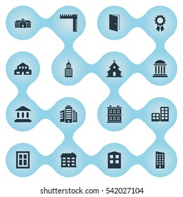 Set Of 16 Simple Construction Icons. Can Be Found Such Elements As Structure, Flat, Block And Other.