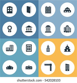 Set Of 16 Simple Construction Icons. Can Be Found Such Elements As Structure, Block, Length And Other.
