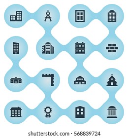 Set Of 16 Simple Construction Icons. Can Be Found Such Elements As Academy, Stone, Block And Other.