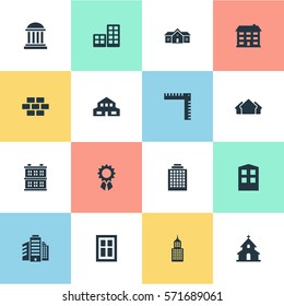 Set Of 16 Simple Construction Icons. Can Be Found Such Elements As Flat, Structure, Popish And Other.