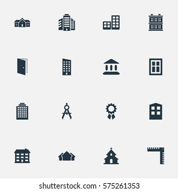 Set Of 16 Simple Construction Icons. Can Be Found Such Elements As Glazing, Flat, Construction And Other.