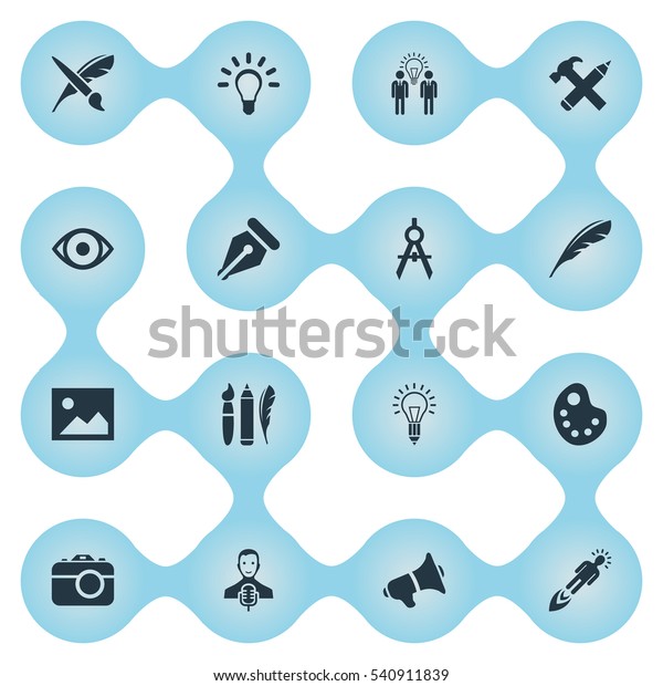 Set Of 16\
Simple Creative Thinking Icons. Can Be Found Such Elements As\
Lightbulb, Image, Drawing Tool And\
Other.