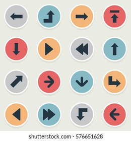 Set Of 16 Simple Cursor Icons. Can Be Found Such Elements As Downwards Pointing, Upward Direction, Increasing And Other.
