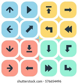 Set Of 16 Simple Cursor Icons. Can Be Found Such Elements As Pointer, Reduction, Pointer And Other.