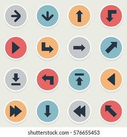 Set Of 16 Simple Cursor Icons. Can Be Found Such Elements As Transfer, Indicator , Left Landmark.
