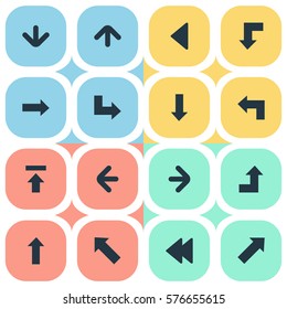 Set Of 16 Simple Cursor Icons. Can Be Found Such Elements As Left Landmark , Right Direction , Right Direction.