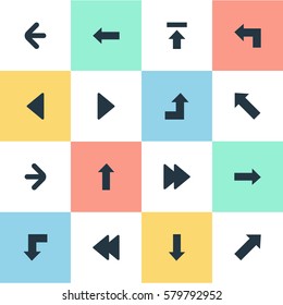 Set Of 16 Simple Cursor Icons. Can Be Found Such Elements As Advanced, Upward Direction, Reduction And Other.