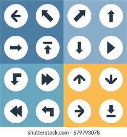 Set Of 16 Simple Cursor Icons. Can Be Found Such Elements As Transfer, Pointer, Indicator And Other.